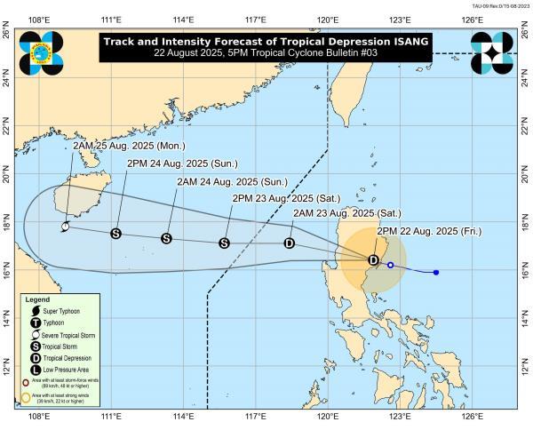 菲律宾大气地球物理和天文服务管理局（Pagasa）表示，台风伊桑（TD Isang）略有减速  第1张
